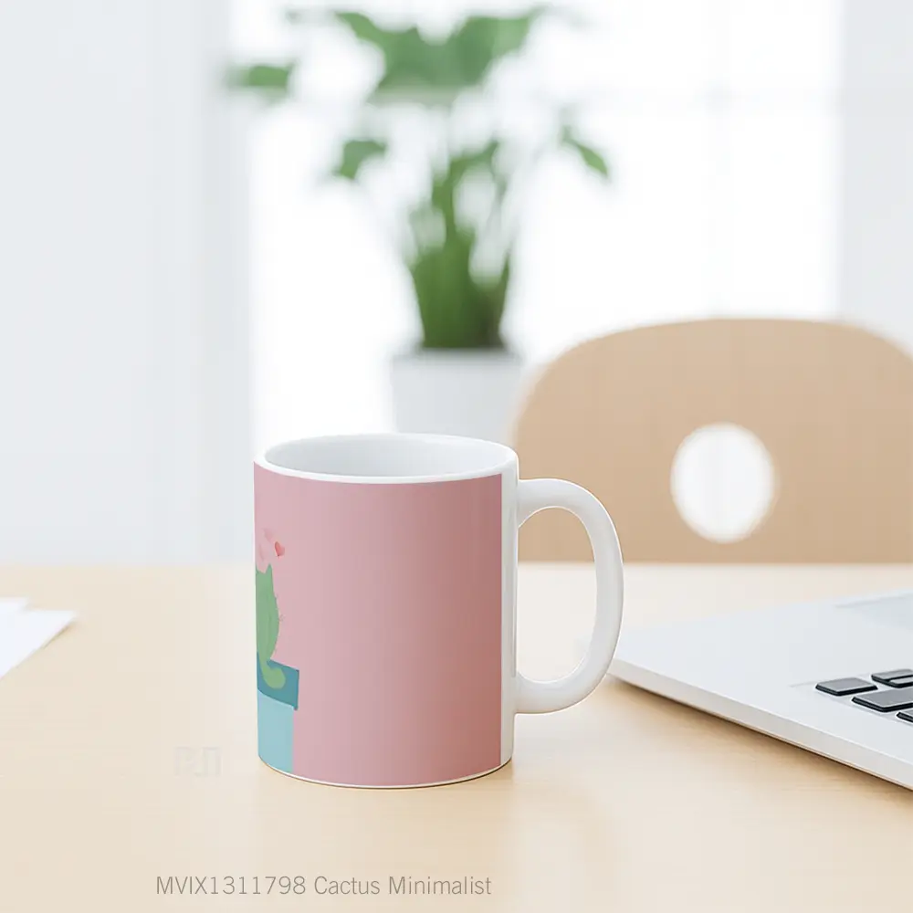 Mug Cactus Minimalist Gelas Seni Modern - All-side / Desain