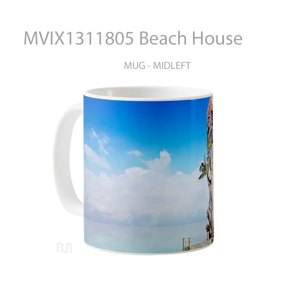Mug Beach House Gelas Pemandangan Alam - All-side / Desain