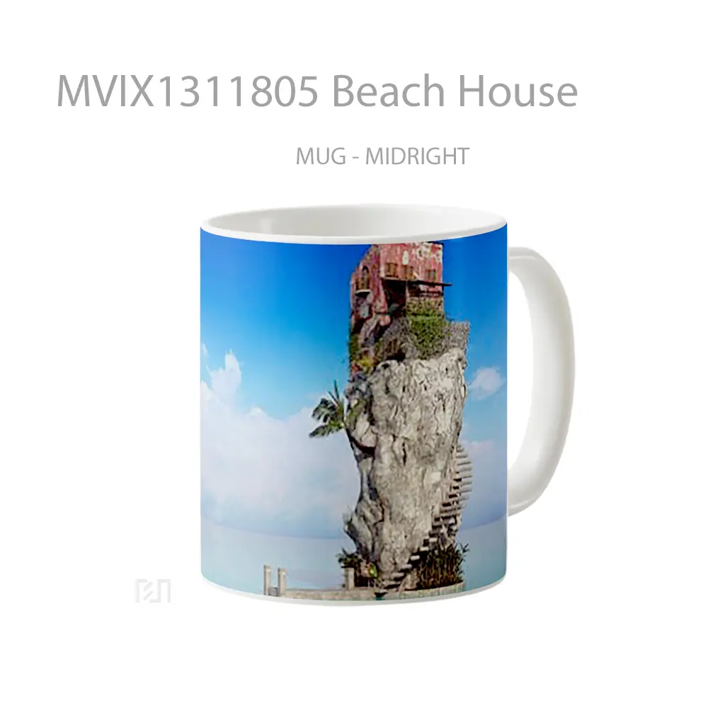 Mug Beach House Gelas Pemandangan Alam - All-side / Desain