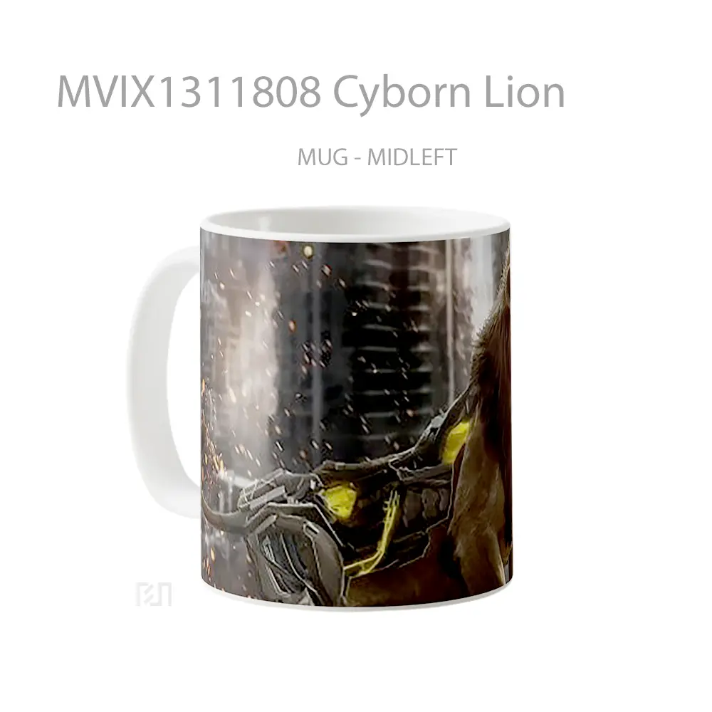 Mug Cyborn Lion Gelas Hewan Lucu - All-side / Desain