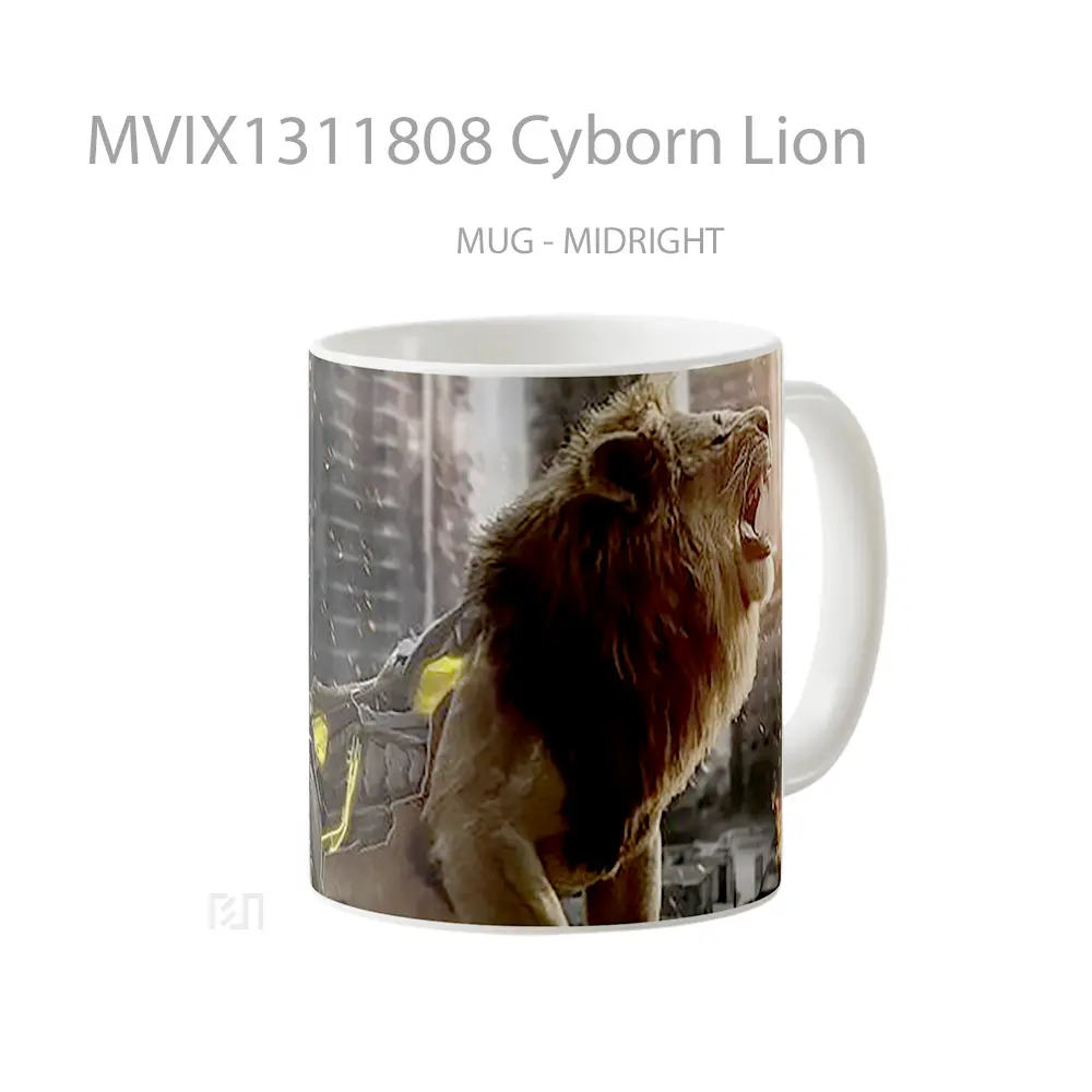 Mug Cyborn Lion Gelas Hewan Lucu - All-side / Desain
