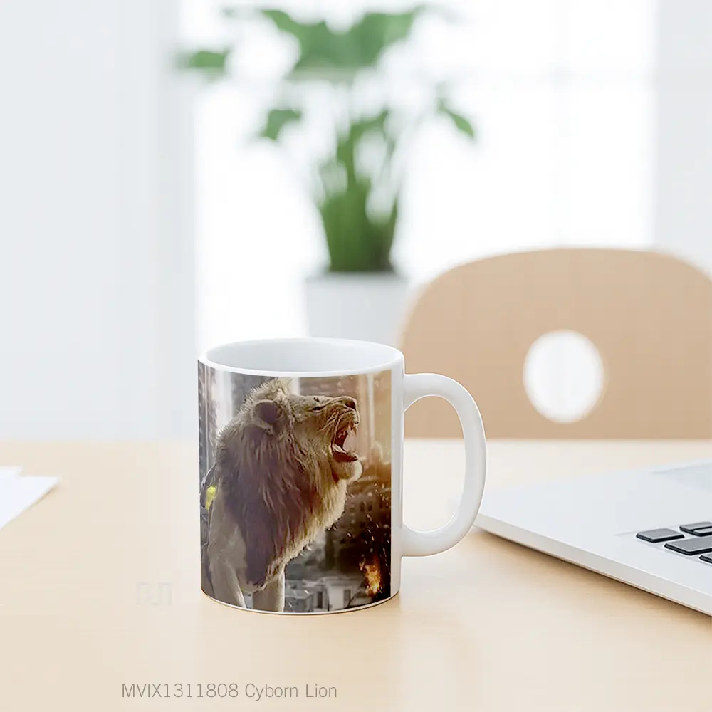 Mug Cyborn Lion Gelas Hewan Lucu - All-side / Desain