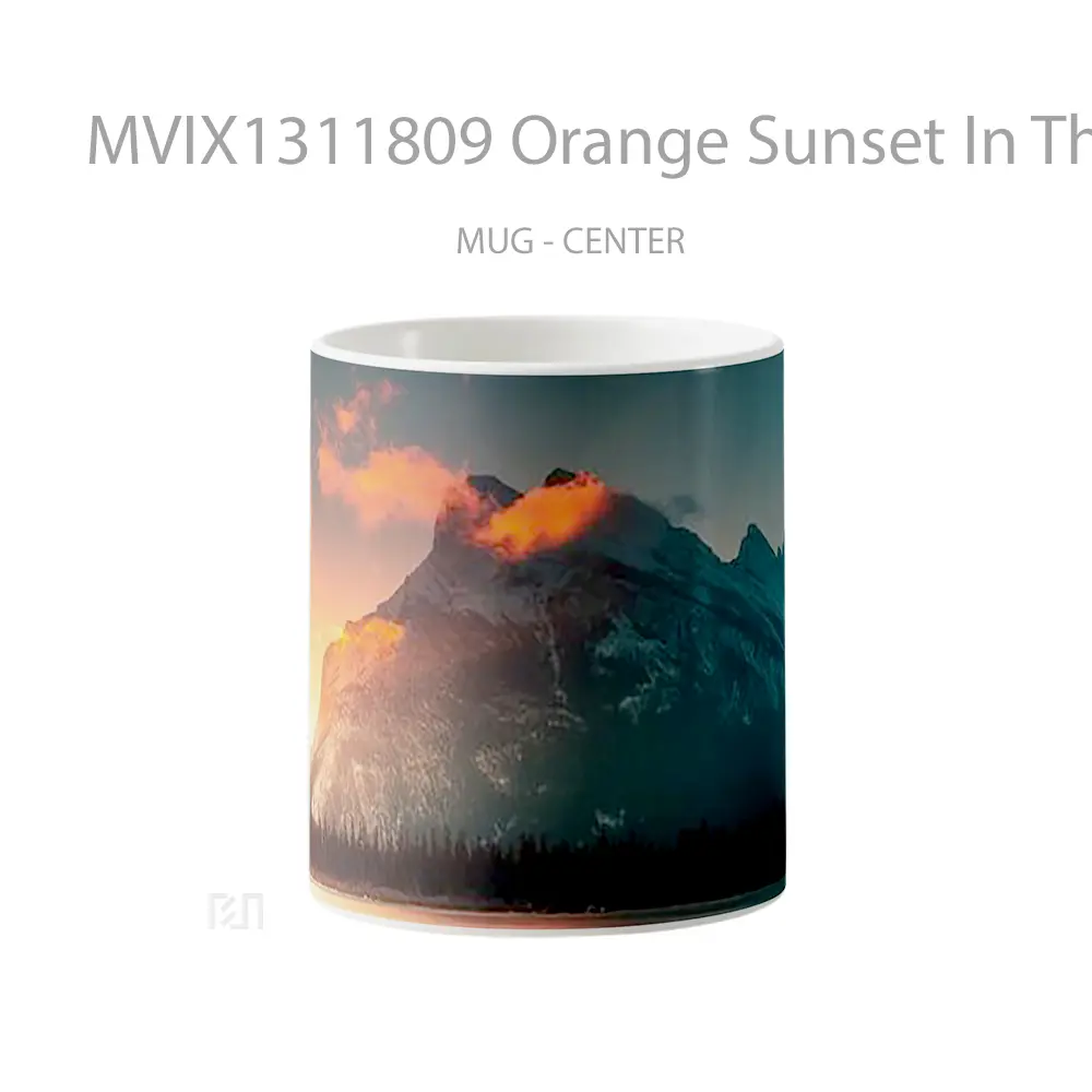 Mug Orange Sunset In The Mountains Gelas Pemandangan Alam