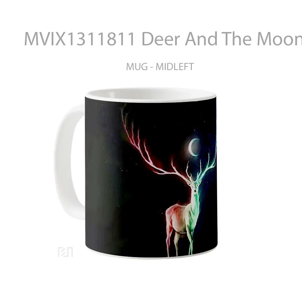 Mug Deer And The Moon Gelas Hewan Lucu - All-side / Desain