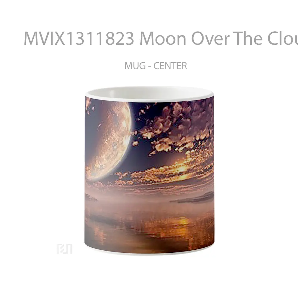 Mug Moon Over The Clouds At Sunset Gelas Pemandangan Alam