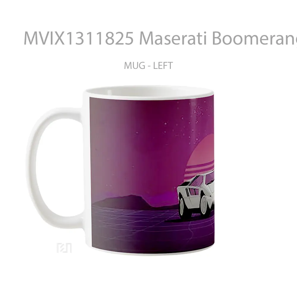 Mug Maserati Boomerang Synthwave Gelas Keramik Unik - All-side / Desain