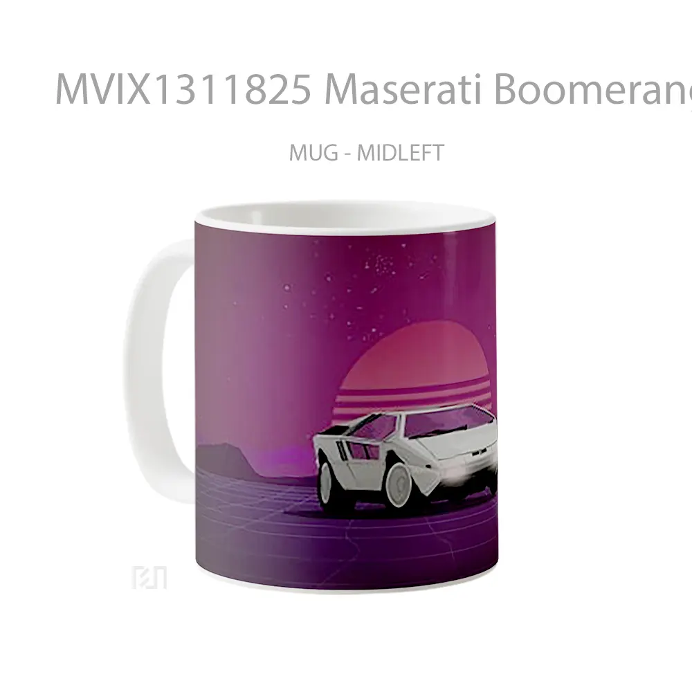 Mug Maserati Boomerang Synthwave Gelas Keramik Unik - All-side / Desain