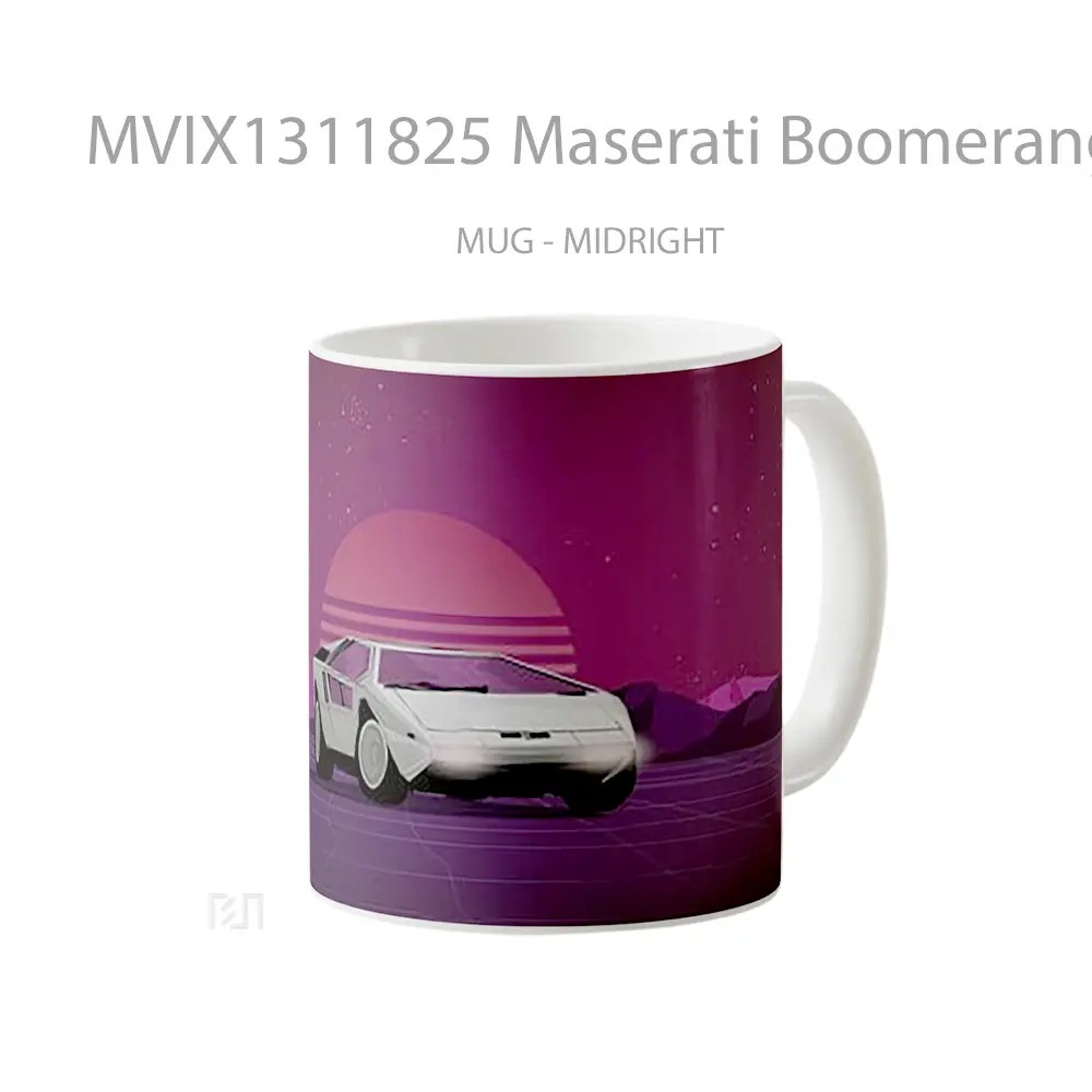 Mug Maserati Boomerang Synthwave Gelas Keramik Unik - All-side / Desain