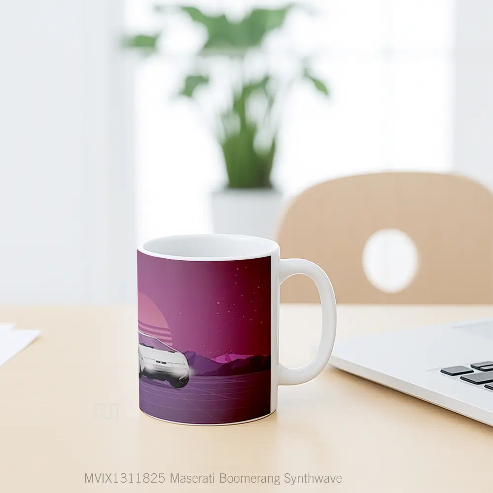 Mug Maserati Boomerang Synthwave Gelas Keramik Unik - All-side / Desain
