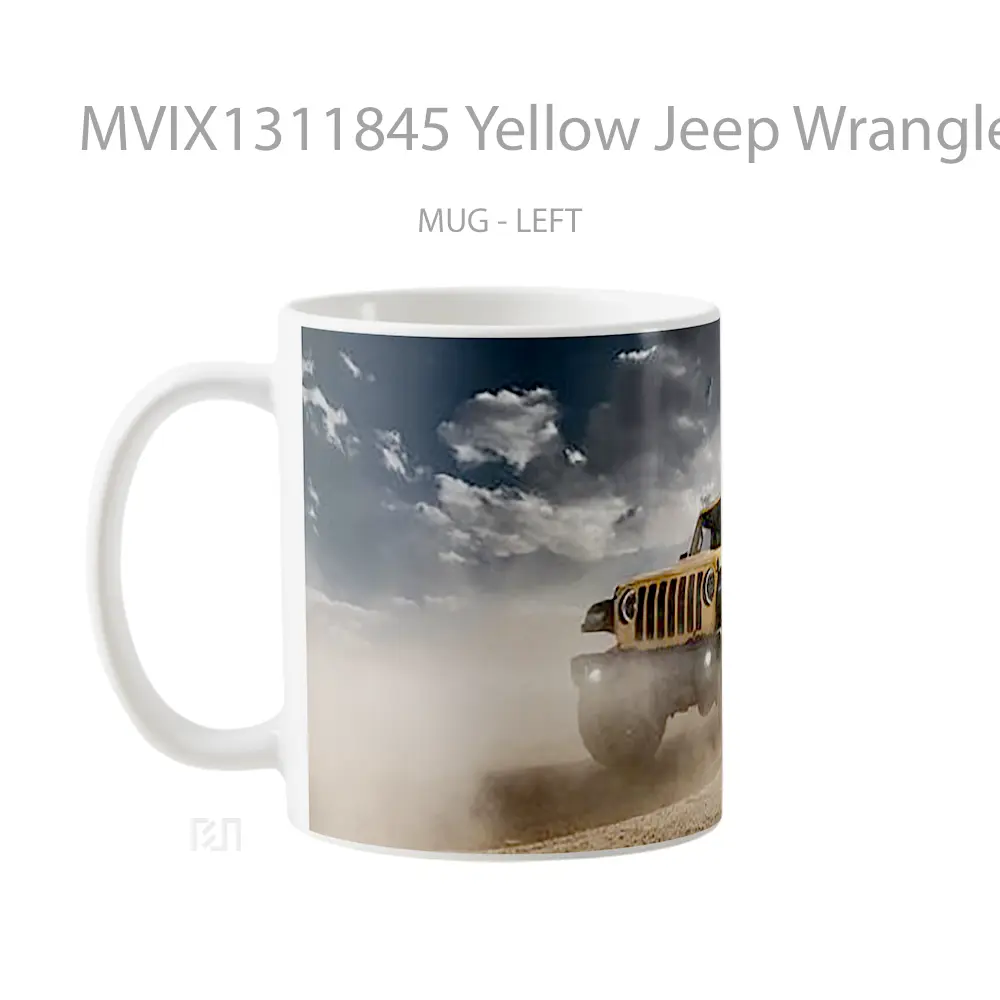 Mug Yellow Jeep Wrangler Rubicon Cangkir Mobil - All-side / Desain