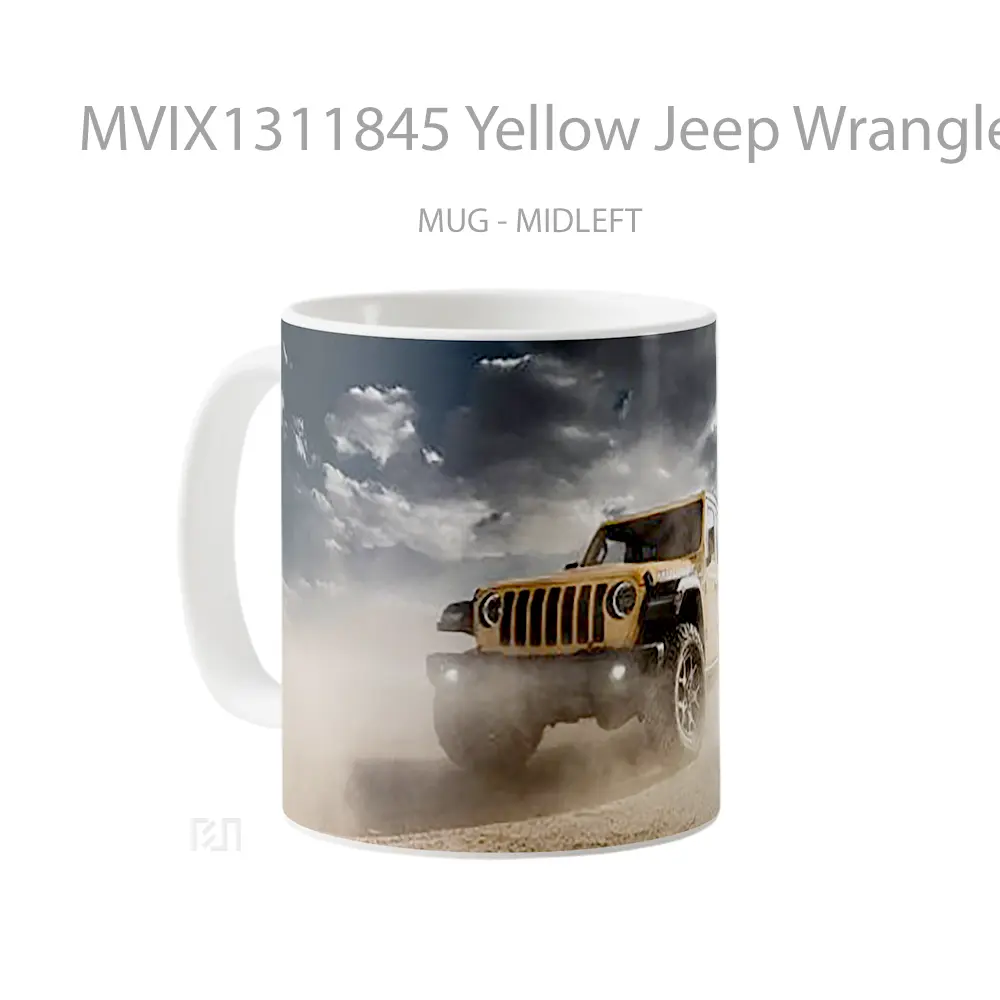 Mug Yellow Jeep Wrangler Rubicon Cangkir Mobil - All-side / Desain