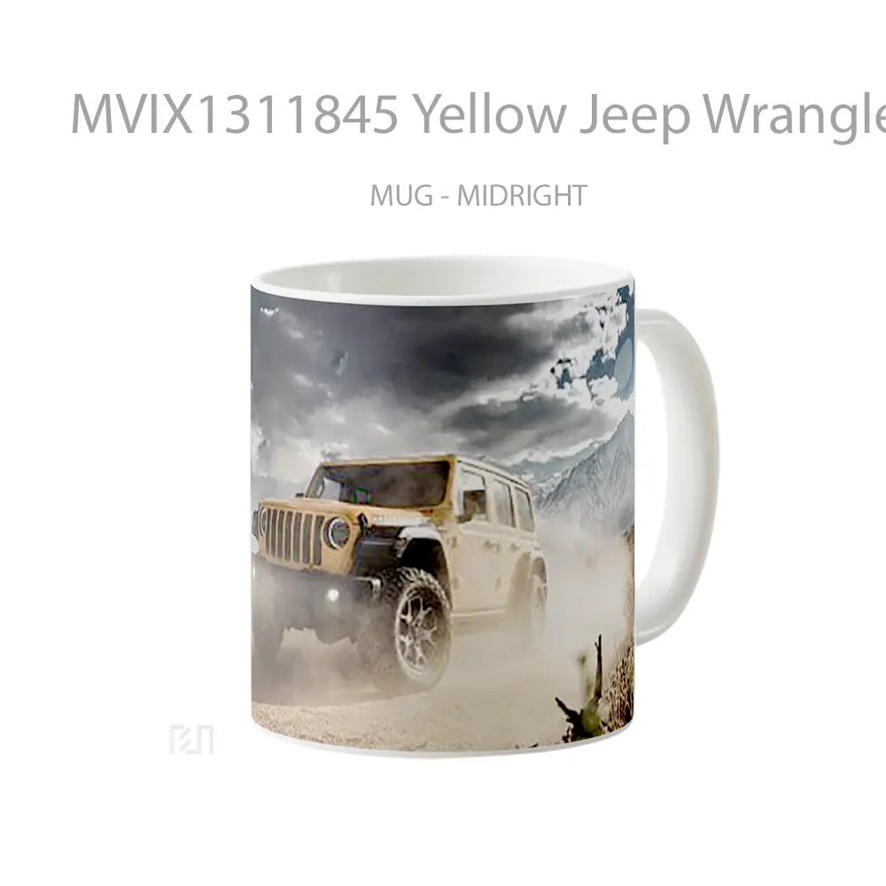 Mug Yellow Jeep Wrangler Rubicon Cangkir Mobil - All-side / Desain