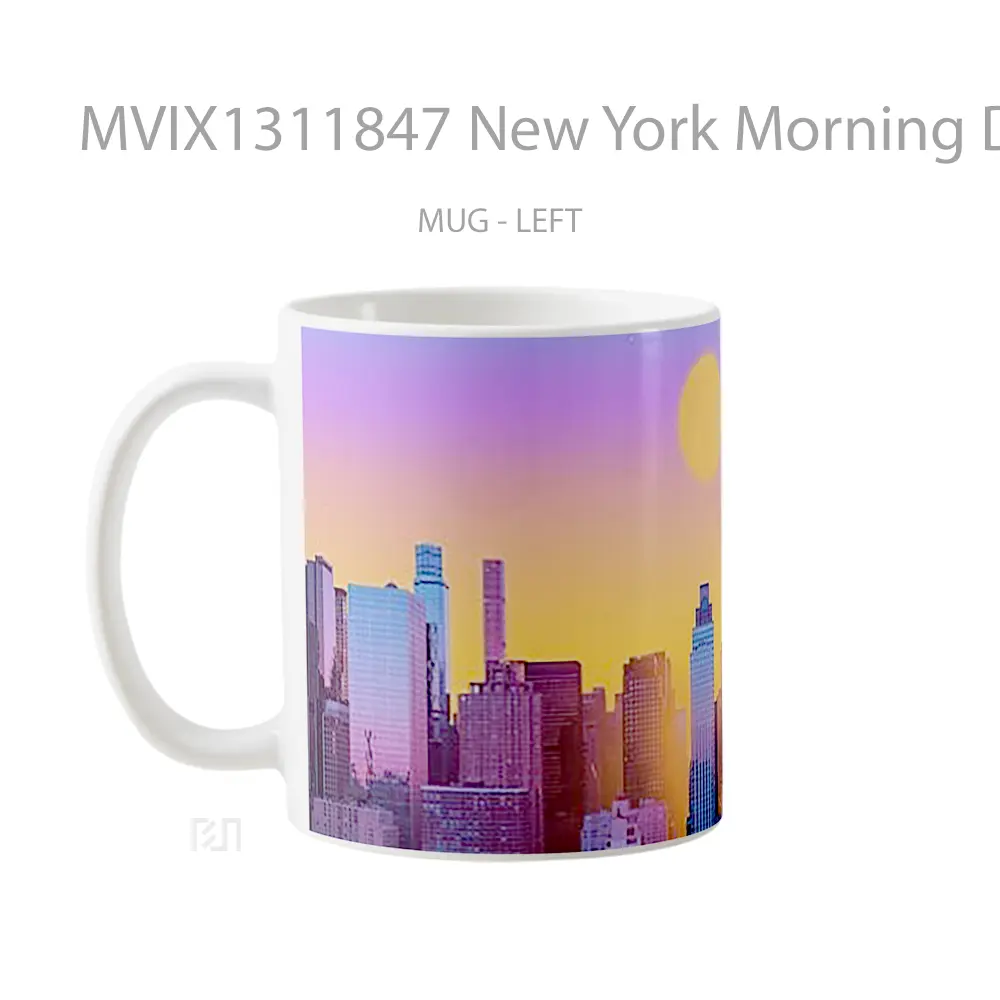 Mug New York Morning Digital Art Gelas Seni Modern - All-side / Desain