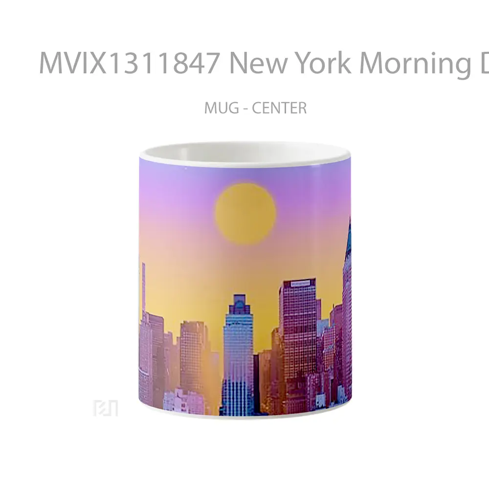 Mug New York Morning Digital Art Gelas Seni Modern