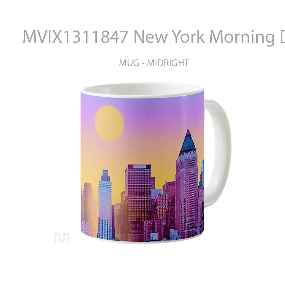 Mug New York Morning Digital Art Gelas Seni Modern - All-side / Desain