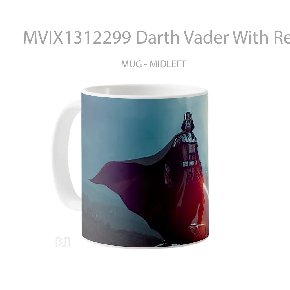 Mug Darth Vader With Red Lighsaber Gelas Star Wars - All-side / Desain