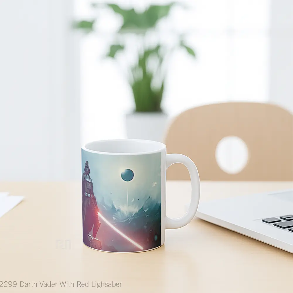 Mug Darth Vader With Red Lighsaber Gelas Star Wars - All-side / Desain