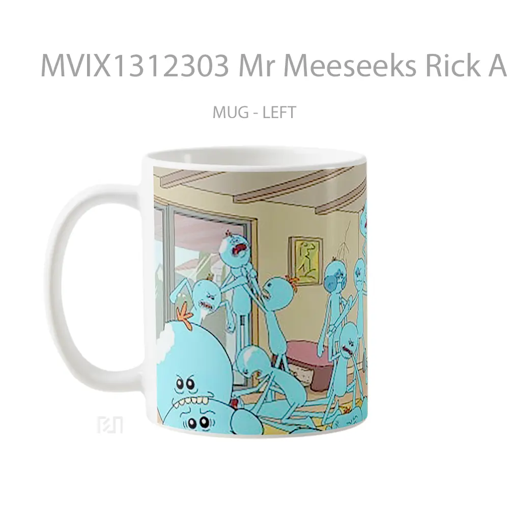 Mug Mr Meeseeks Rick And Morty Gelas Kartun - All-side / Desain