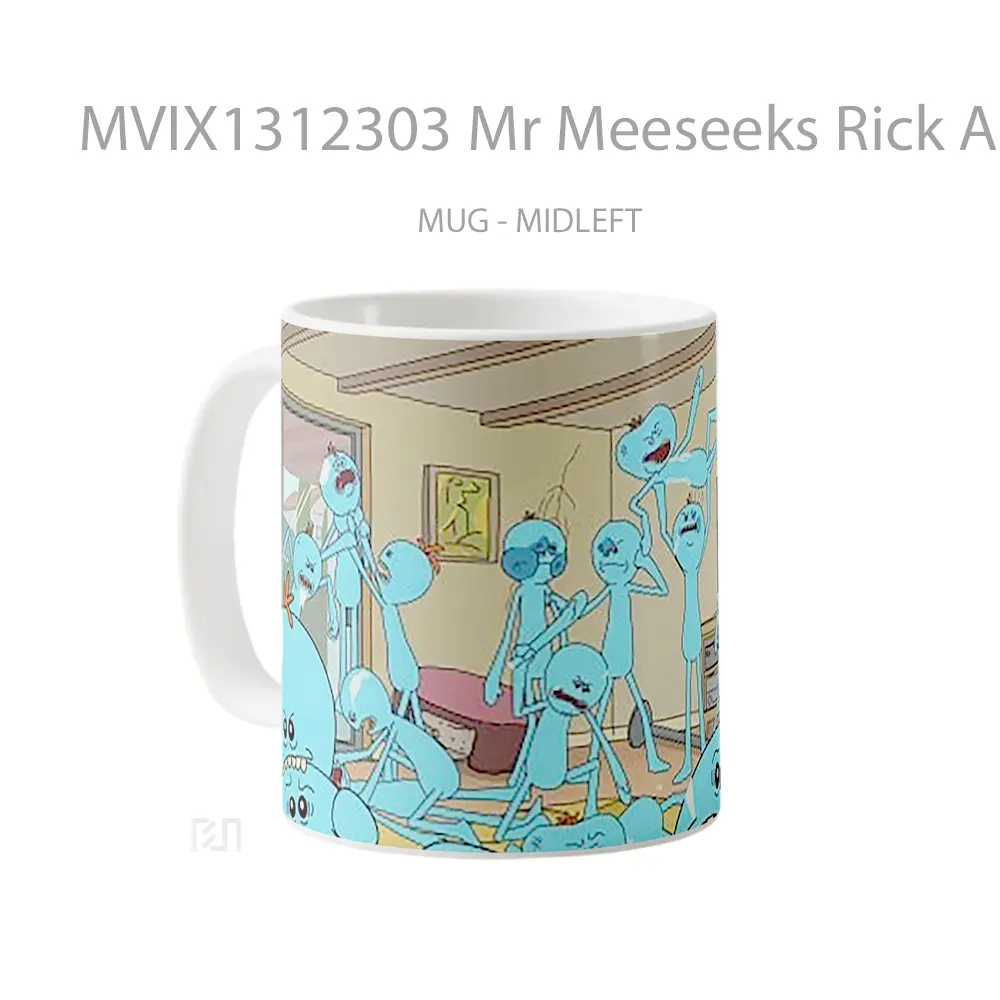 Mug Mr Meeseeks Rick And Morty Gelas Kartun - All-side / Desain