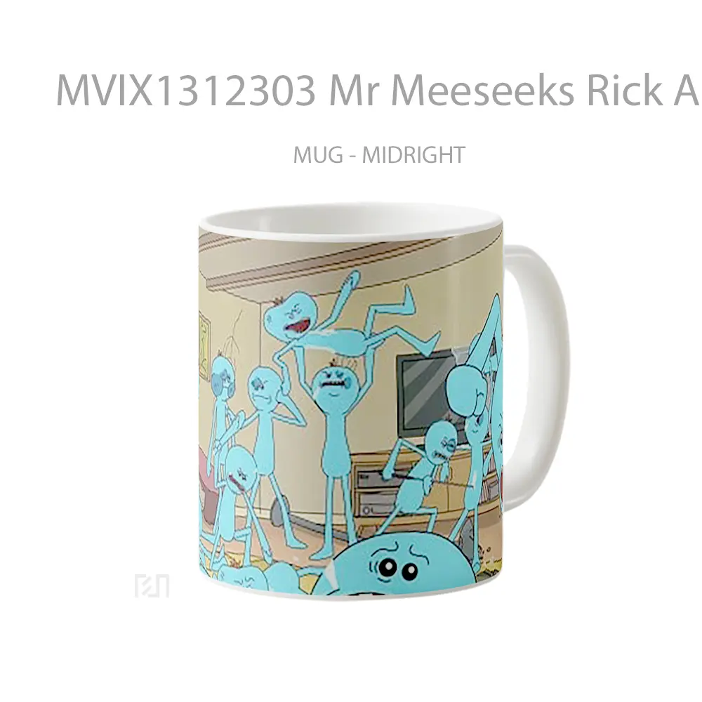 Mug Mr Meeseeks Rick And Morty Gelas Kartun - All-side / Desain