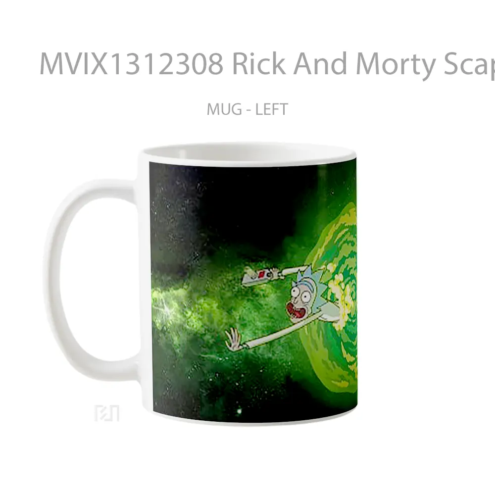 Mug Rick And Morty Scaping Portal Gelas Kartun - All-side / Desain