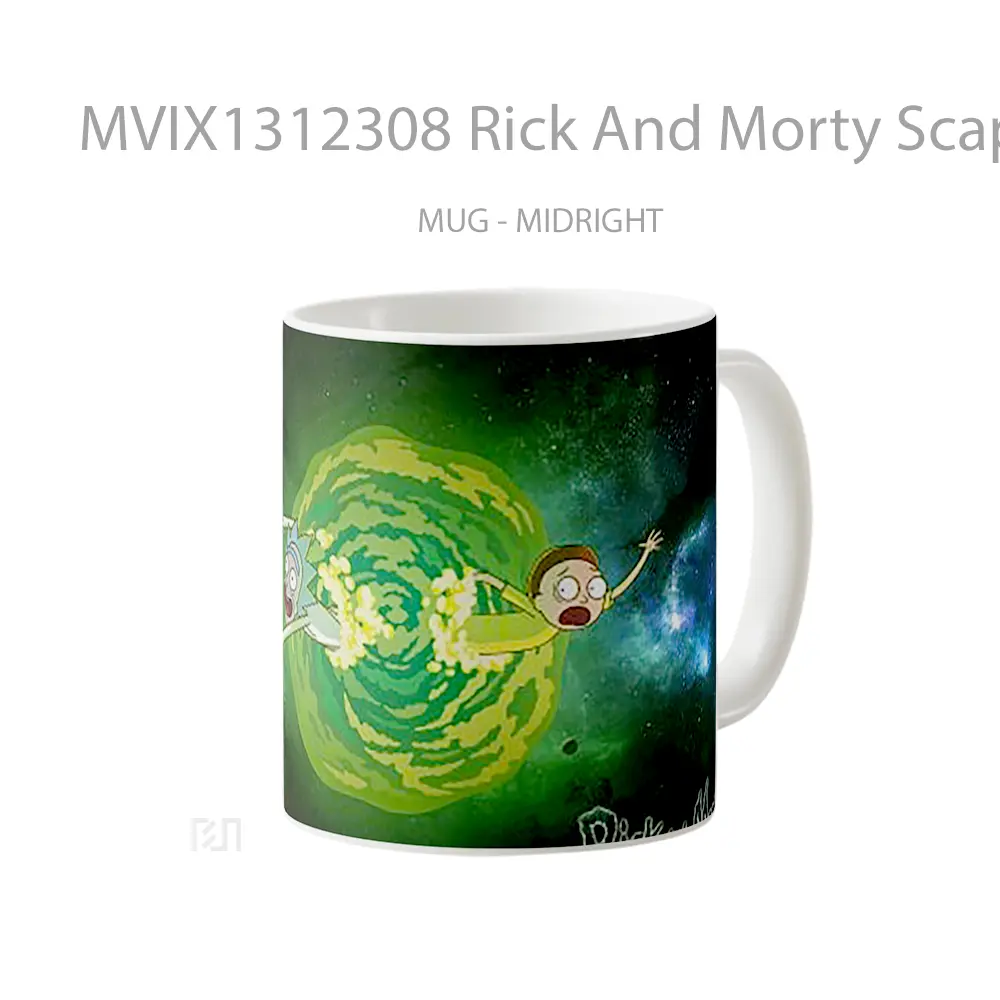 Mug Rick And Morty Scaping Portal Gelas Kartun - All-side / Desain