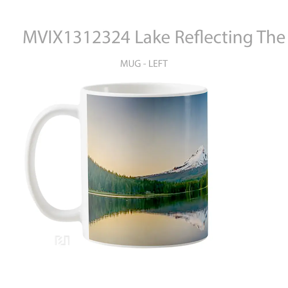 Mug Lake Reflecting The Mountains And The Forest Gelas Pemandangan Alam - All-side / Desain