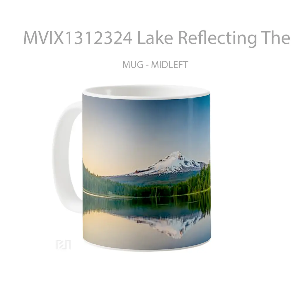 Mug Lake Reflecting The Mountains And The Forest Gelas Pemandangan Alam - All-side / Desain