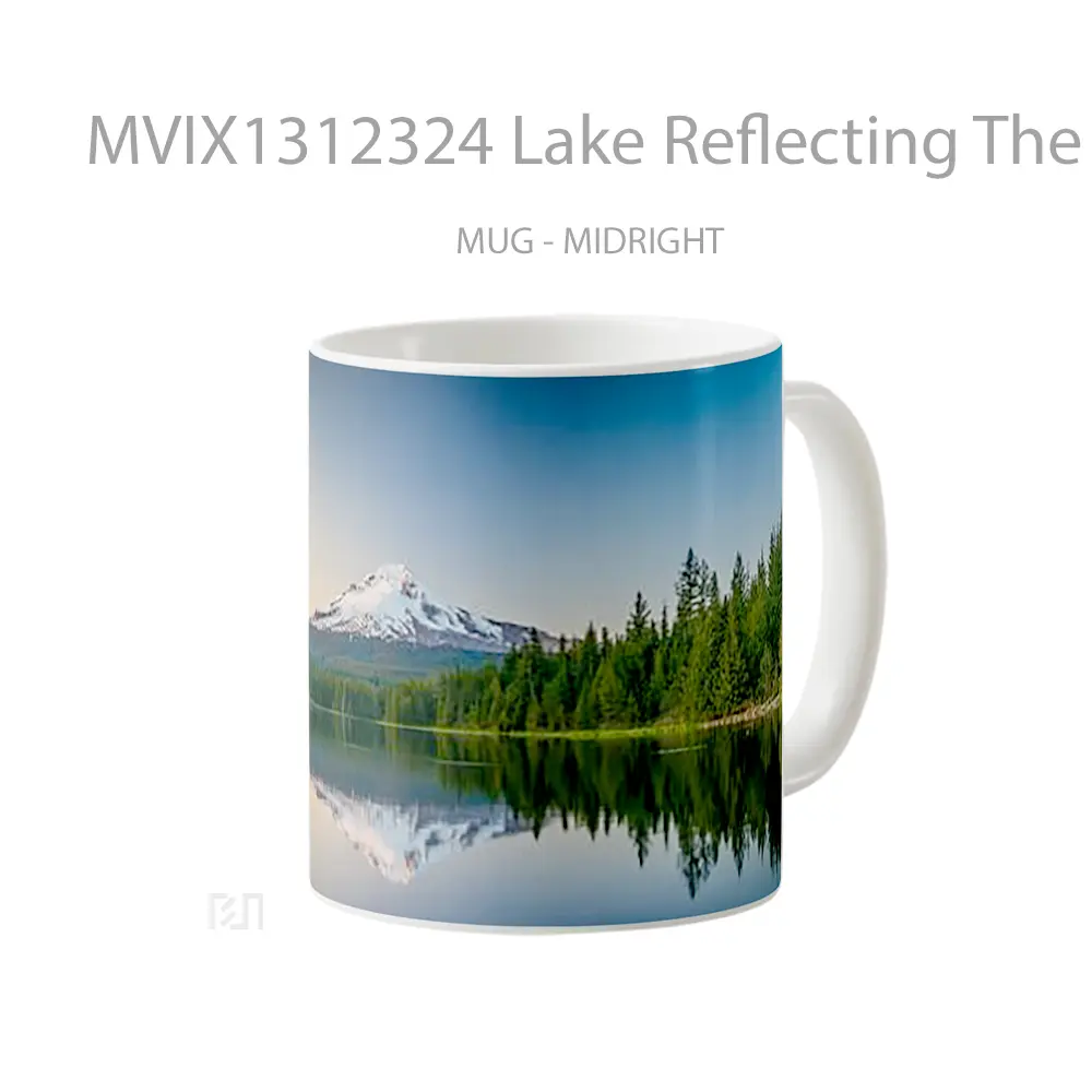 Mug Lake Reflecting The Mountains And The Forest Gelas Pemandangan Alam - All-side / Desain