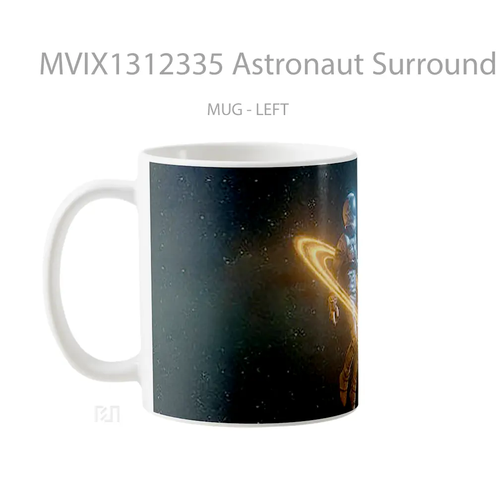 Mug Astronaut Surrounded By Rings Gelas Astronomi - All-side / Desain