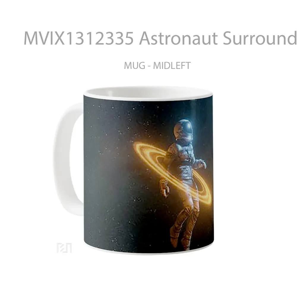 Mug Astronaut Surrounded By Rings Gelas Astronomi - All-side / Desain