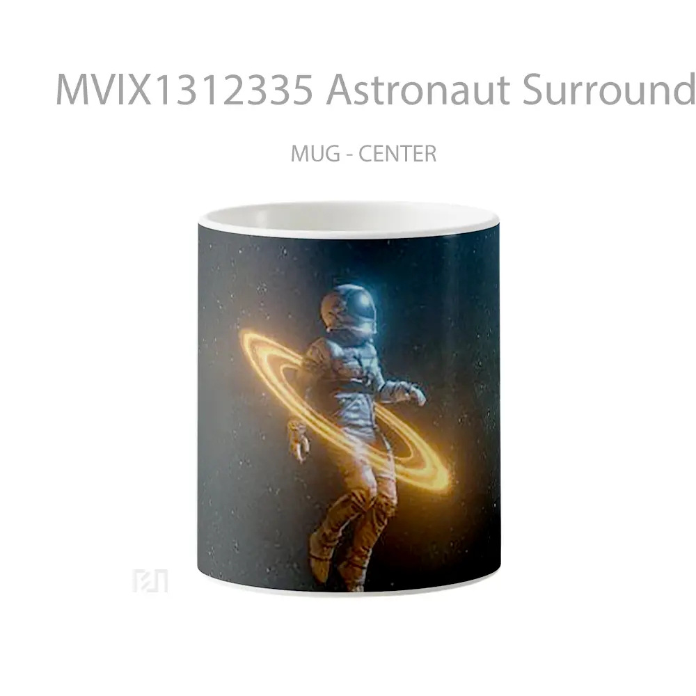 Mug Astronaut Surrounded By Rings Gelas Astronomi