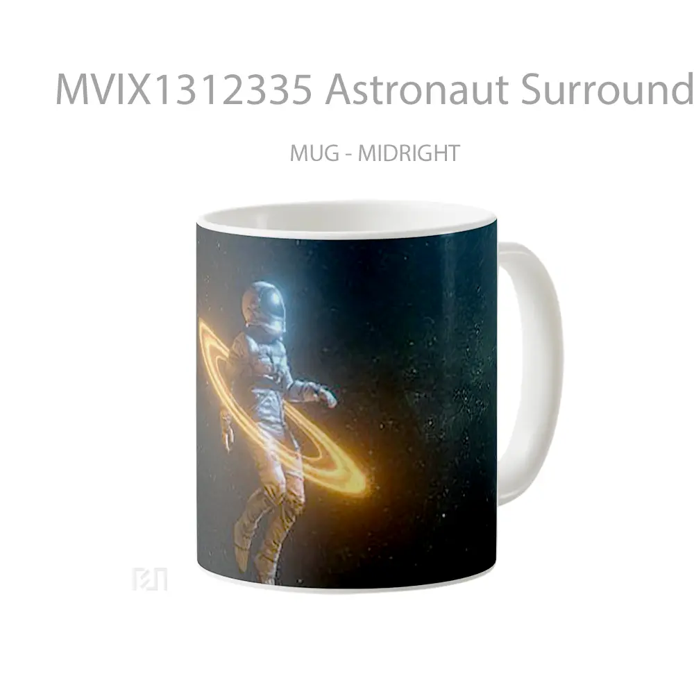 Mug Astronaut Surrounded By Rings Gelas Astronomi - All-side / Desain