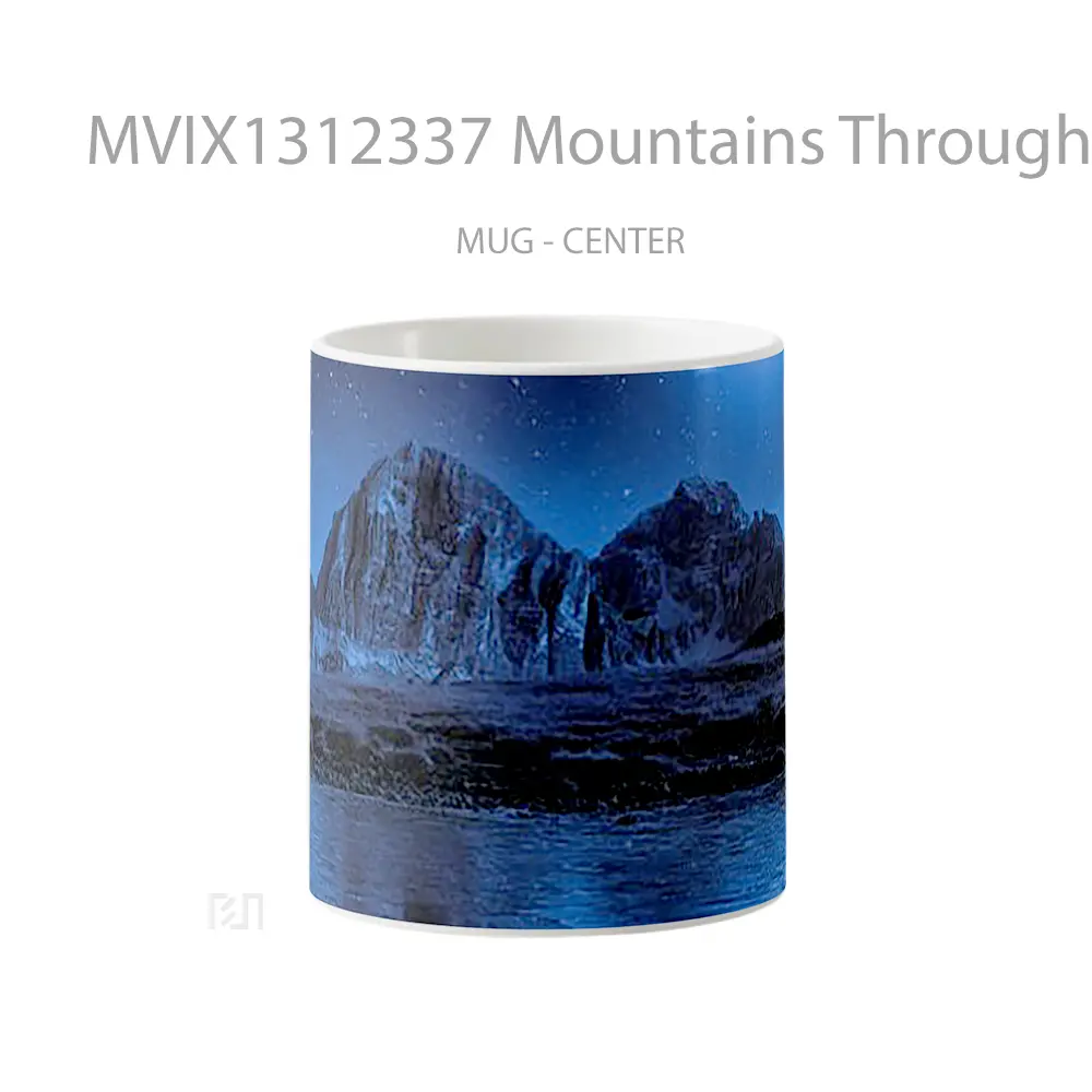 Mug Mountains Through Blue Light Gelas Pemandangan Alam