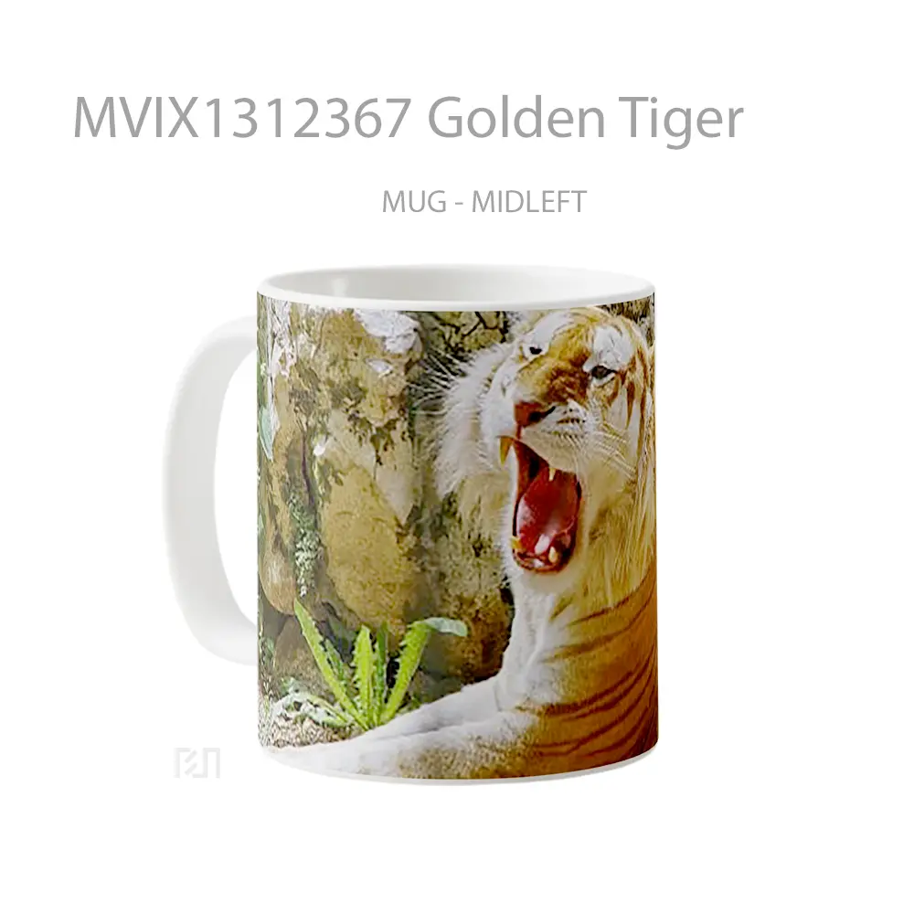 Mug Golden Tiger Gelas Hewan Lucu - All-side / Desain
