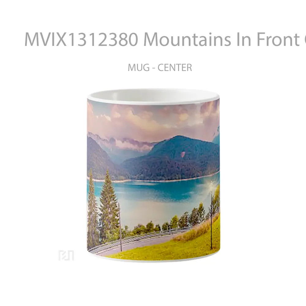 Mug Mountains In Front Of Lake In The Forest Gelas Pemandangan Alam