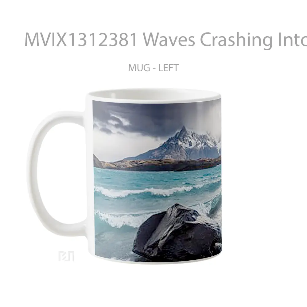 Mug Waves Crashing Into Rocks Gelas Keramik Unik - All-side / Desain