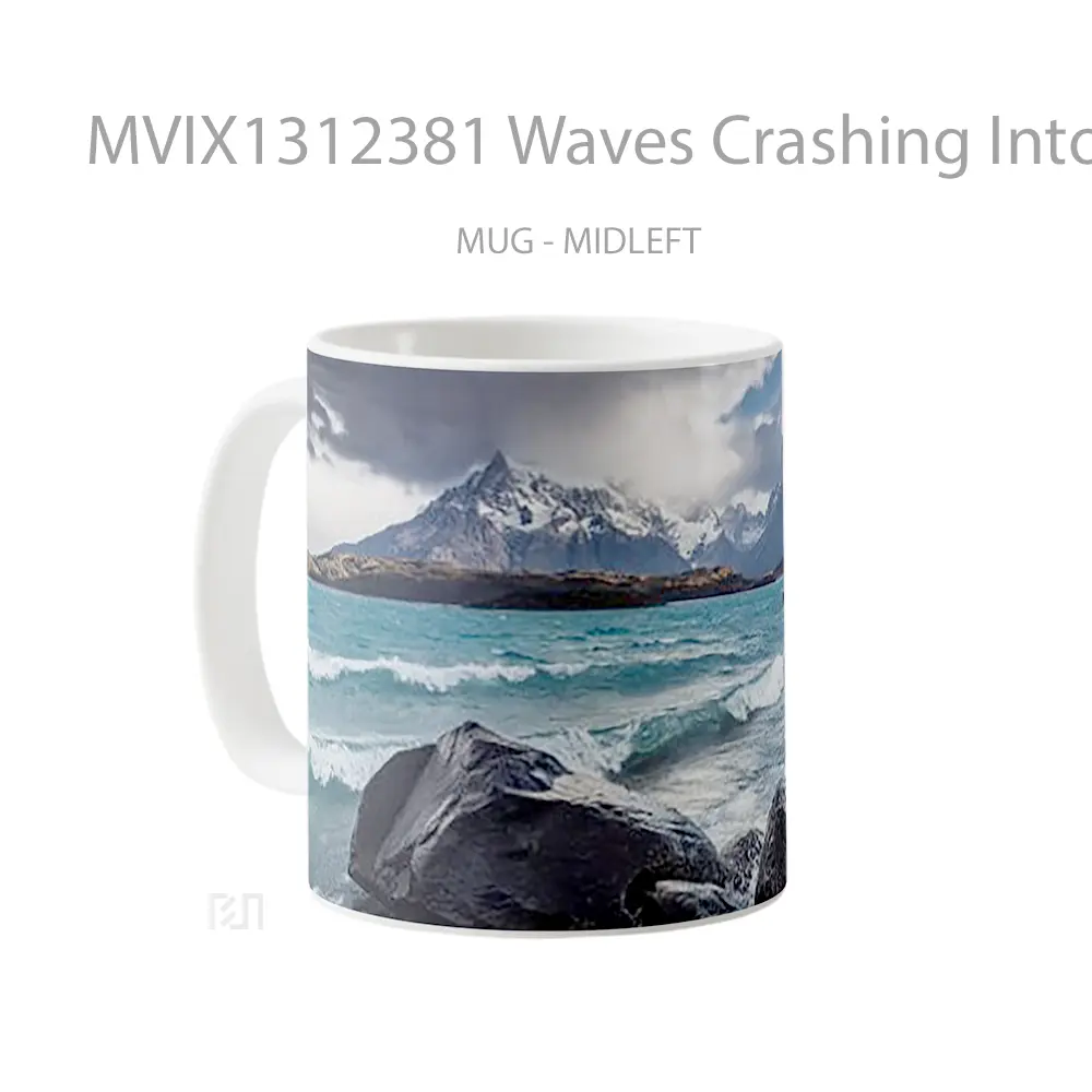 Mug Waves Crashing Into Rocks Gelas Keramik Unik - All-side / Desain