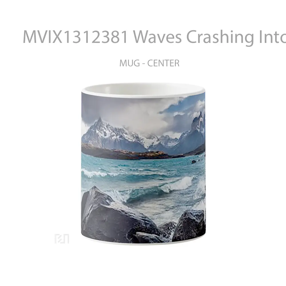 Mug Waves Crashing Into Rocks Gelas Keramik Unik