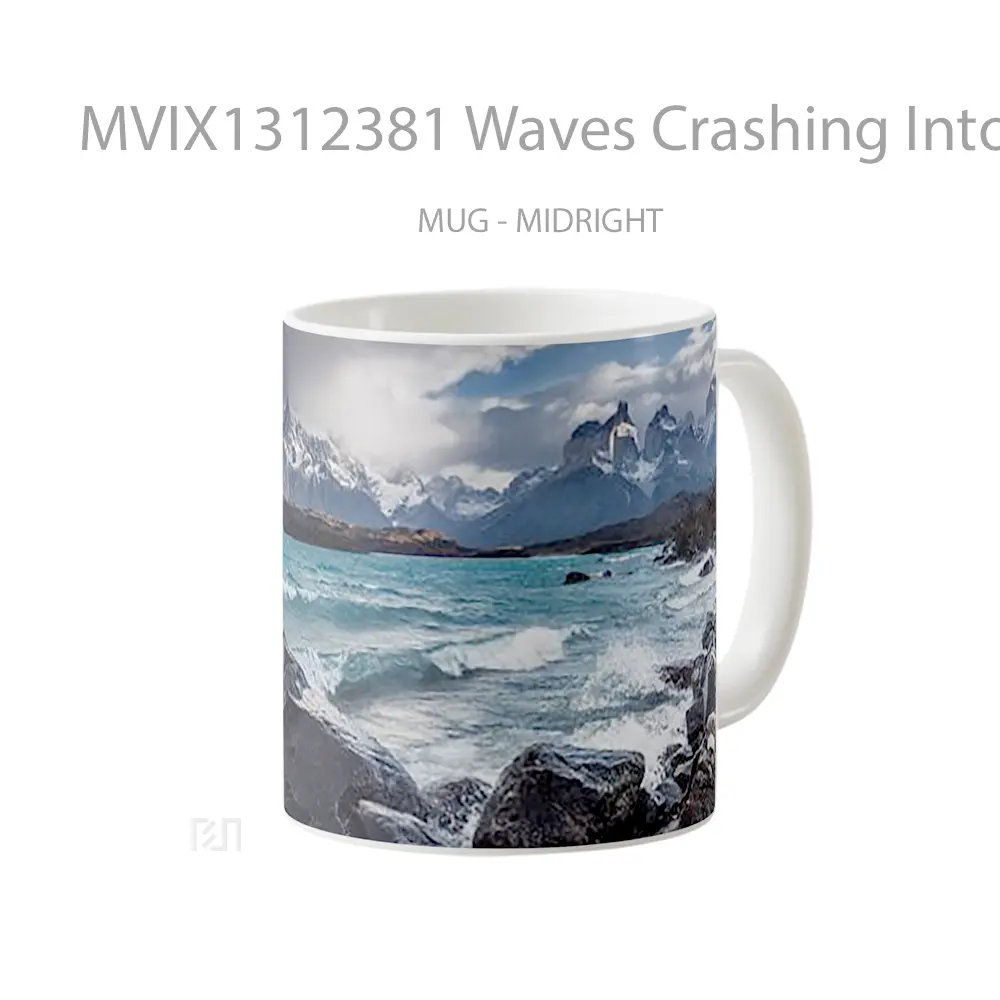Mug Waves Crashing Into Rocks Gelas Keramik Unik - All-side / Desain