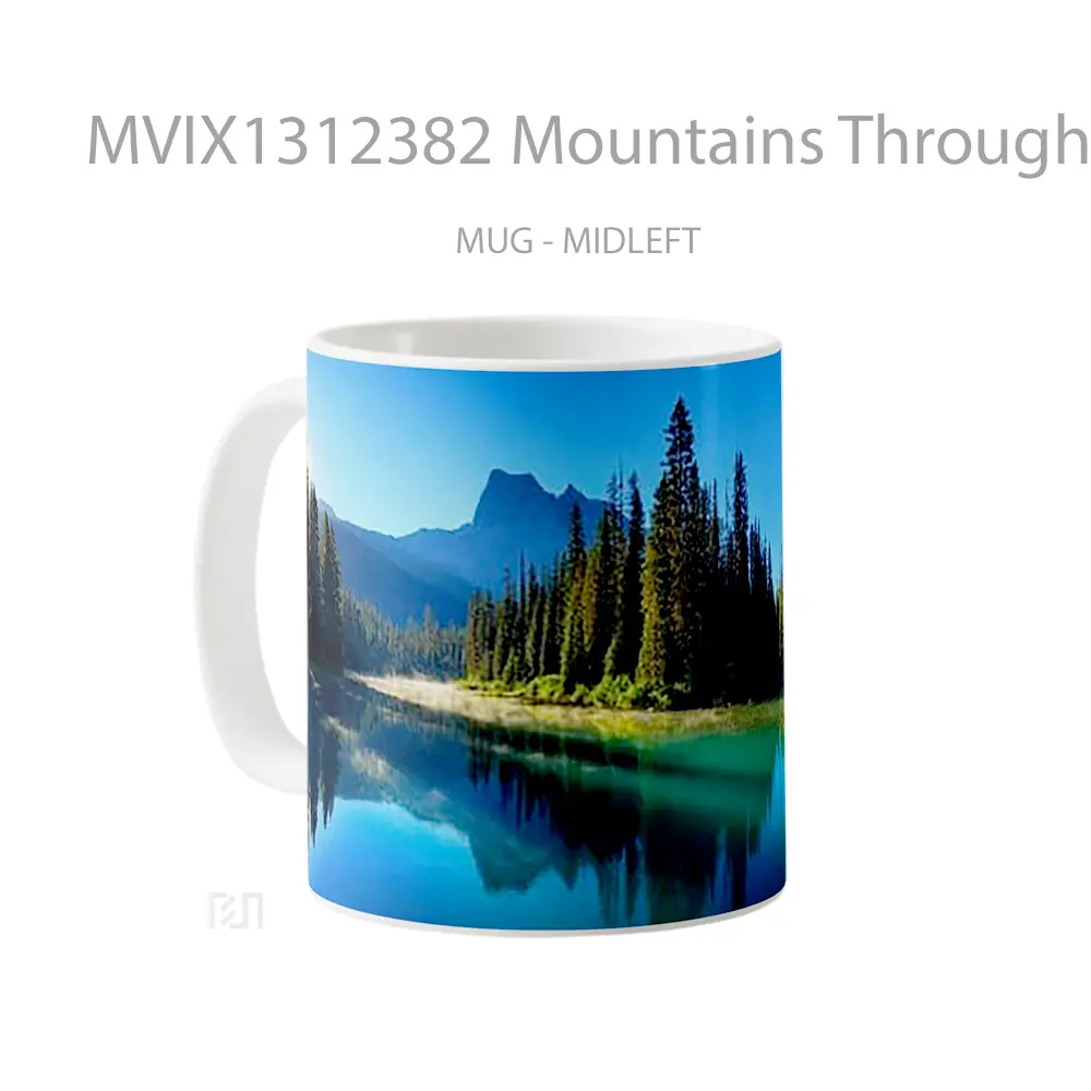 Mug Mountains Through Lake And Threes In Canada Gelas Pemandangan Alam - All-side / Desain
