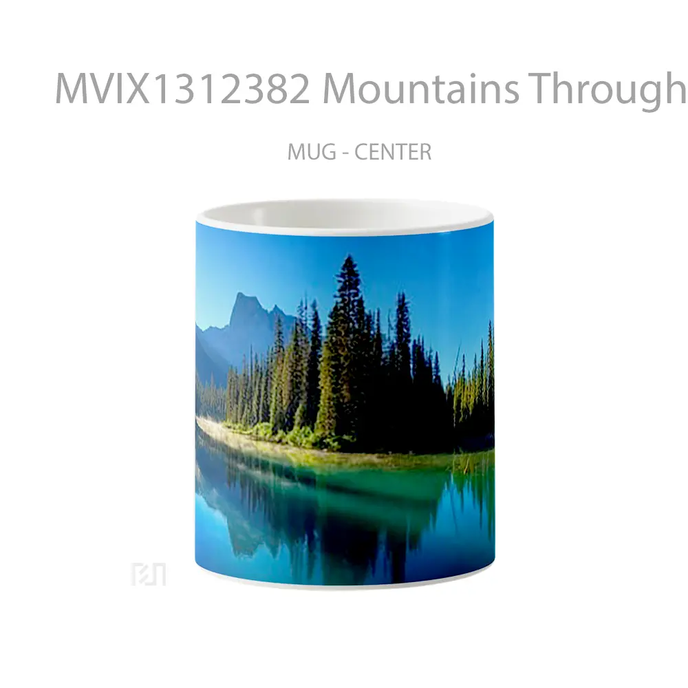 Mug Mountains Through Lake And Threes In Canada Gelas Pemandangan Alam