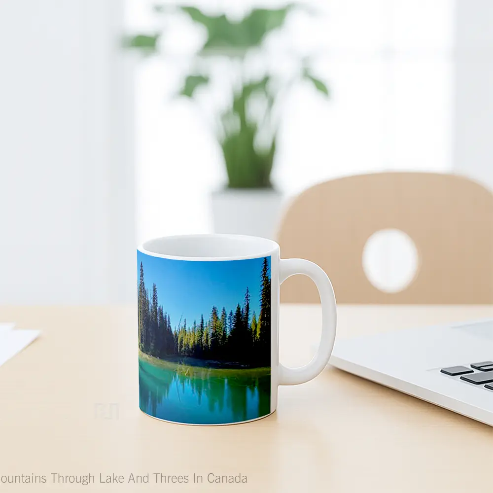 Mug Mountains Through Lake And Threes In Canada Gelas Pemandangan Alam - All-side / Desain