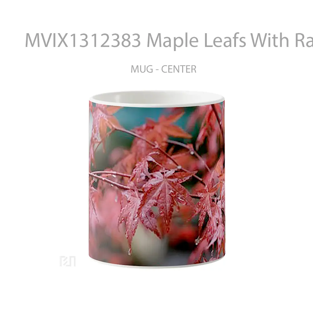 Mug Maple Leafs With Raindrops Gelas Keramik Unik