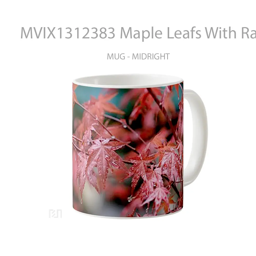 Mug Maple Leafs With Raindrops Gelas Keramik Unik - All-side / Desain
