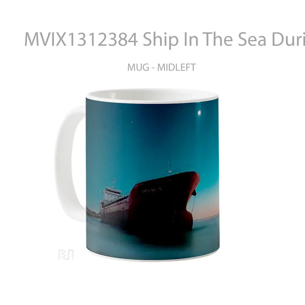 Mug Ship In The Sea During The Night Gelas Pemandangan Alam - All-side / Desain