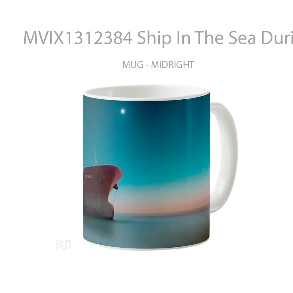 Mug Ship In The Sea During The Night Gelas Pemandangan Alam - All-side / Desain