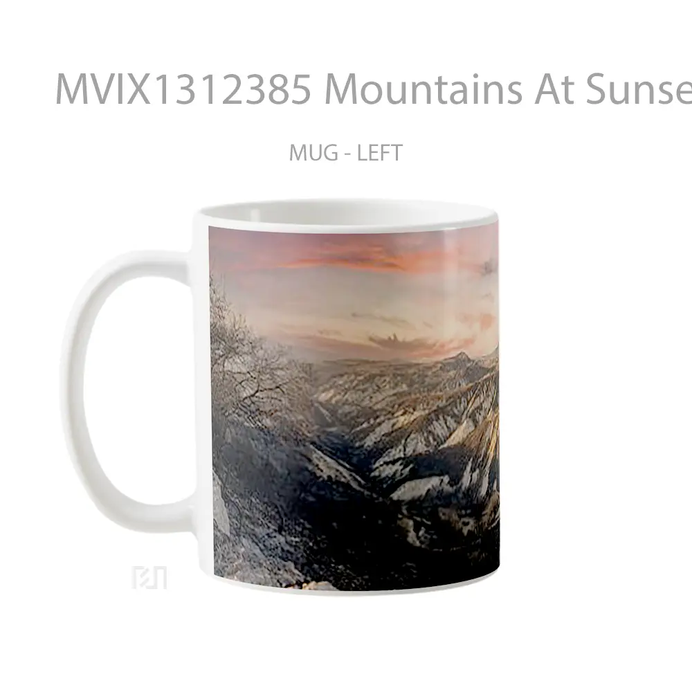 Mug Mountains At Sunset Gelas Pemandangan Alam - All-side / Desain
