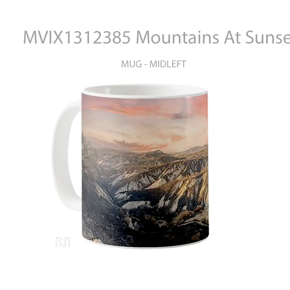 Mug Mountains At Sunset Gelas Pemandangan Alam - All-side / Desain