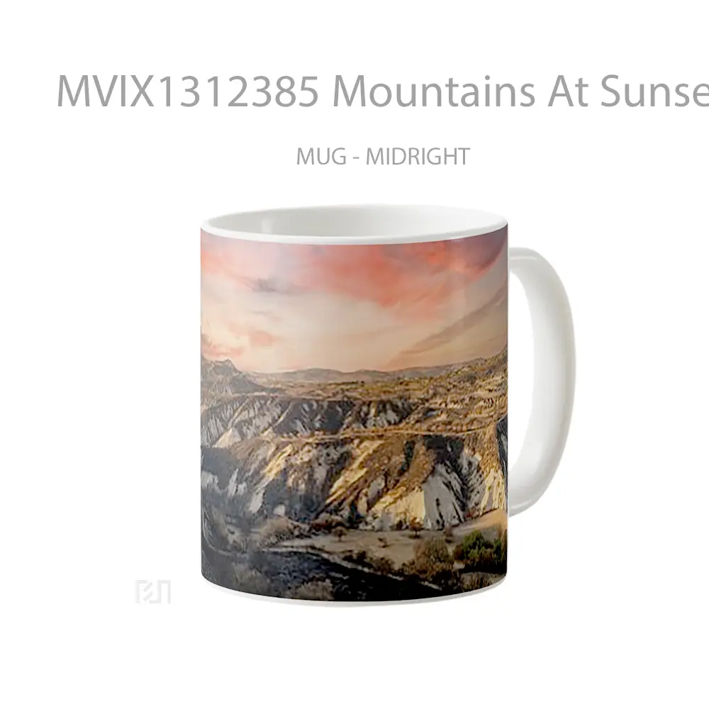Mug Mountains At Sunset Gelas Pemandangan Alam - All-side / Desain